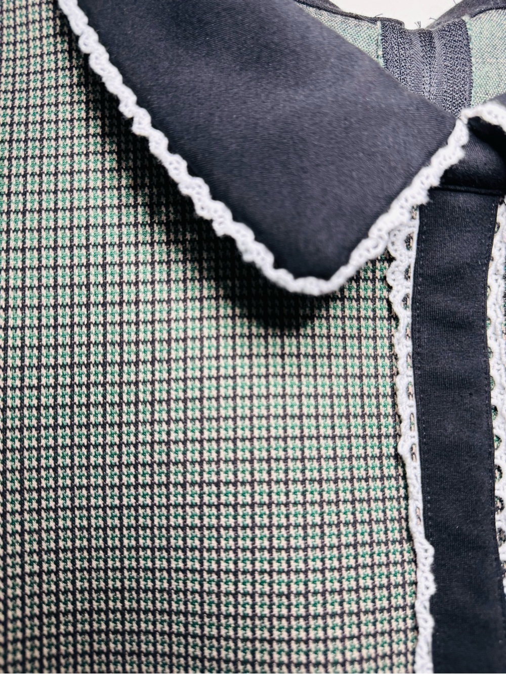 ModCloth Xl Retro Mod Scholar Houndstooth Collared Puff Sleeve Dress - Picture 5 of 12